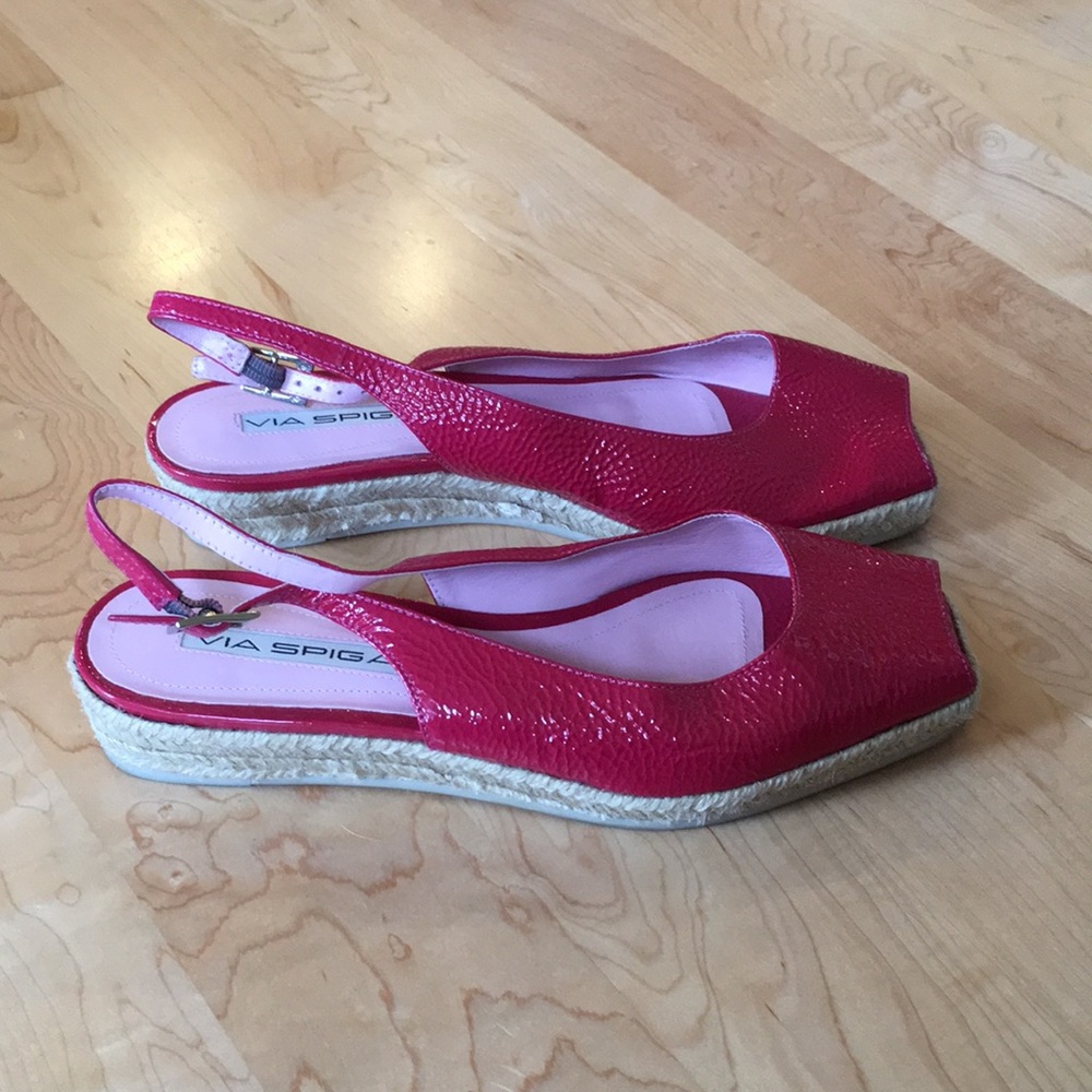 Via Spiga patent leather peep toe slingback sandals - Picture 4 of 9